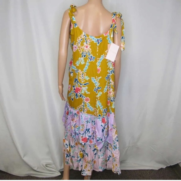 NWT Alivia The Lilly Fantasy Floral Sunshine slip midi tie shoulder summer dress - Picture 10 of 15